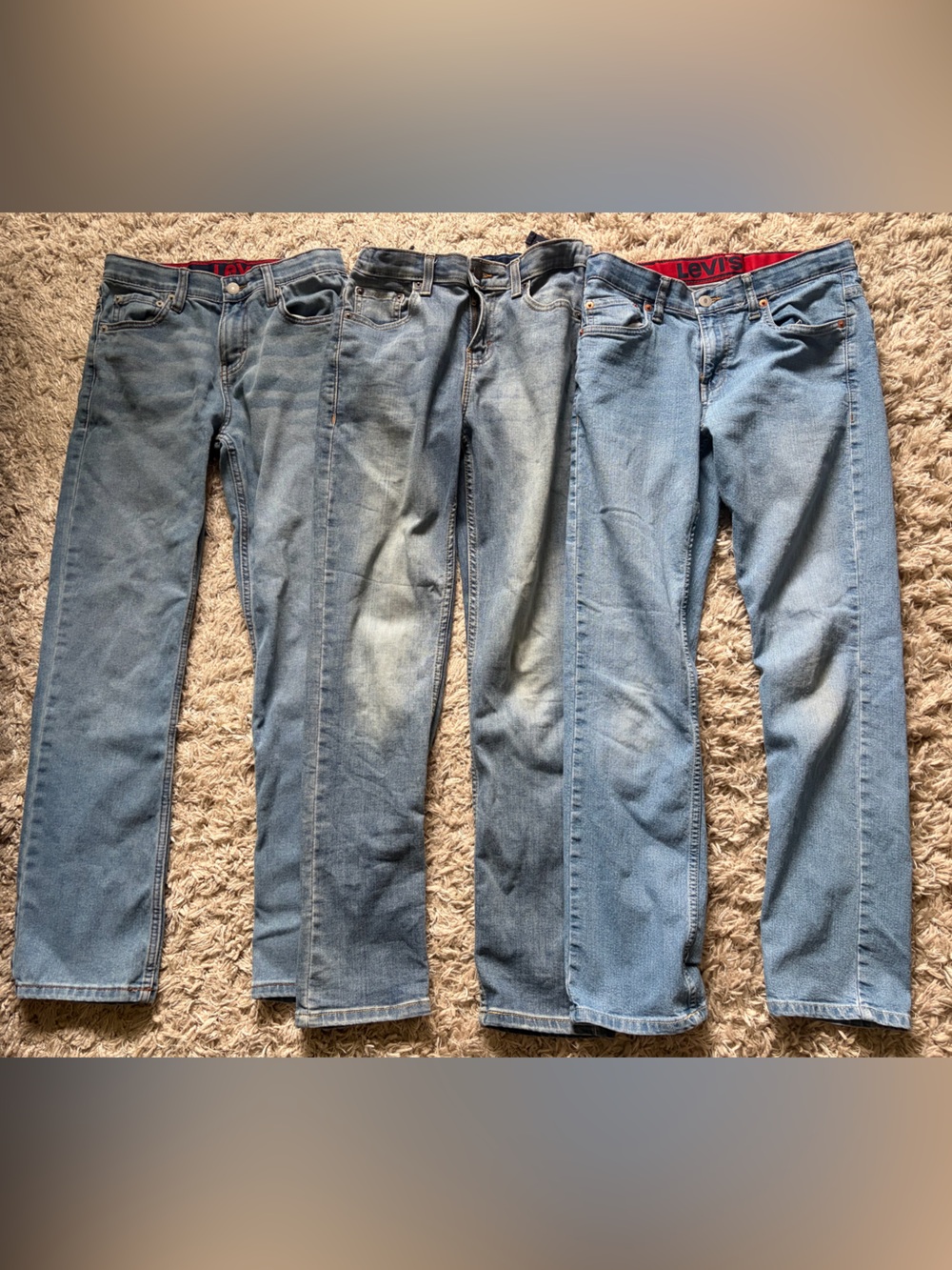 3 pair: Boys size 14 Levi's Light Blue Straight Jeans -Faded Denim Wash